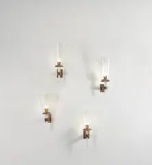 Four wall lights by Seguso, 1950s, Glass, copper, offered Jun 2021