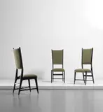 Unique set of three chairs, designed for the Dulciora offices, Milan by Gio Ponti, circa 1950, Painted wood, fabric, offered Jun 2021