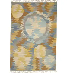 'Solfläckar' (Sun spots) rug by Barbro Nilsson, designed 1966, Handwoven wool on a linen warp, sold Jun 2021