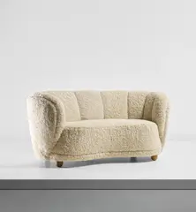 Unknown Designer, Sofa, 1930s-1940s, Sheepskin, beech