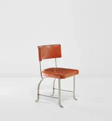 Kaj Gottlob, Rare side chair, designed for the Lolland Falsters Industri & Landbrugsbank (Industrial & Agricultural Bank), Nykøbing Falster, designed 1935, produced circa 1935, Nickel-plated steel, leather