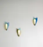 Max Ingrand, Set of three wall lights, circa 1955, Coloured glass, glass, brass