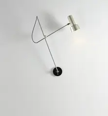 Adjustable wall light, model no. 213 by Gino Sarfatti, circa 1956, Painted aluminium, chromium-plated steel, painted steel, sold Jun 2021