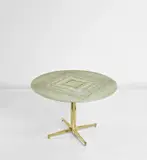 Melchiorre Bega, Dinette table, circa 1950, Breccia di quarzite marble, brass, painted metal