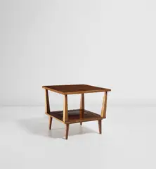 Gio Ponti, Prototype coffee table, circa 1944, Chestnut, chestnut-veneered wood