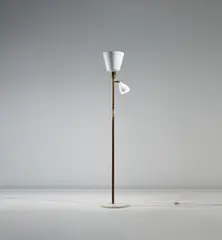 Arredoluce, Rare standard lamp, 1950s, Painted aluminium, brass, marble