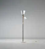Arredoluce, Rare standard lamp, 1950s, Painted aluminium, brass, marble