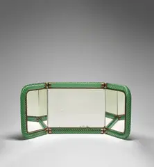 Folding mirror, model no. 21 by Venini, circa 1939, Treccia coloured glass, mirrored glass, brass, offered Jun 2021