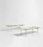 Pair of benches by Gio Ponti, 1950s, Marble, silver-plated brass, sold Jun 2021
