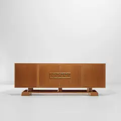 Sideboard by Jean Royere, circa 1950, Oak-veneered wood, brass, sold Nov 2021