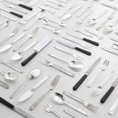 Jean Puiforcat, 'Normandie' flatware service for 12, designed 1934, Precious metal, stainless steel, ebony