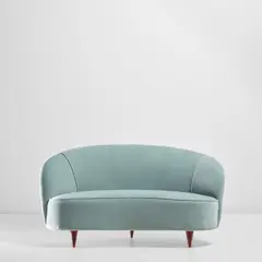 Two-seater sofa by Gio Ponti, circa 1936, Fabric, stained beech, sold Nov 2021