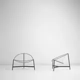 Pair of 'Cesto' chairs, from the 'Monofilo' series by Sergio Conti and Marisa Forlani Luciano Grassi, circa 1959, Painted iron, nylon, rubber, sold Nov 2021