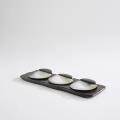 Alexandre Noll, Tray with three servers, 1950s, Ebony, mother-of-pearl
