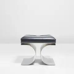 Michel Boyer, 'X' stool, 1969, Stainless steel, leather