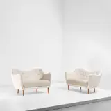 Pair of sofas, model no. BO46 by Finn Juhl, designed 1946, Fabric, teak, sold Nov 2021