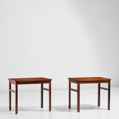 Frits Schlegel, Unique pair of side tables, circa 1949, Brazilian rosewood-veneered wood, Brazilian rosewood