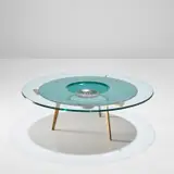 Rare coffee table with flower holder, model no. 1994 by Fontana Arte, circa 1964, Glass, coloured mirrored glass, brass, nickel-plated brass, offered Nov 2021