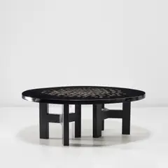 Ado Chale, Coffee table, circa 1970, Marcasite, resin, painted steel