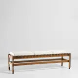 Ico Parisi, ‘Camogli’ bench, circa 1958, Teak, painted steel, brass, fabric