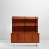 Ico Parisi, Unique shelving unit with drawers, circa 1957, Teak, painted brass