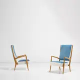 Pair of armchairs, model no. 589 by Gio Ponti, 1953, Ash, fabric, sold Nov 2021