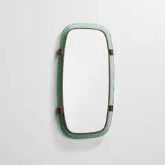 Large mirror, model no. 20 by Venini, circa 1937, A treccia glass, mirrored glass, brass, sold Nov 2021