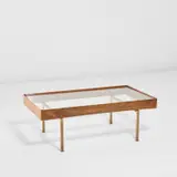 Mario Gottardi, Low table, circa 1940, Walnut, glass, brass
