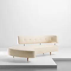 Taichiro Nakai, Rare sofa, designed for the 'Prima Mostra Selettiva', Cantù, Italy, circa 1955, Cherry, painted steel, fabric