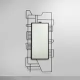 Giovanni Ferrabini, Unique large mirror, 1950s, Painted iron, mirrored glass
