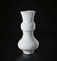 Lucie Rie, Rare large flower vase, circa 1984, Stoneware, pure white blistered glaze