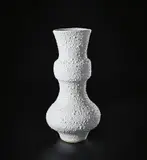 Rare large flower vase by Lucie Rie, circa 1984, Stoneware, pure white blistered glaze, sold Nov 2021