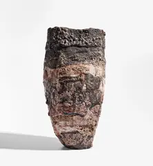 Ewen Henderson, Sack form, 1990, Mixed laminated clays, volcanic glazes with contasting textures