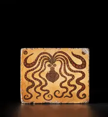 Large tile with Etruscan style octopus by Bernard Leach, circa 1926, Earthenware, painted and carved slips beneath a galena glaze, sold Nov 2021