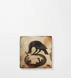 Bernard Leach, Large tile with design of bird feeding its young