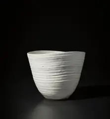 Bowl by Lucie Rie, circa 1947, Earthenware, white glaze, sold Nov 2021