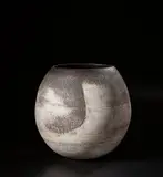 Large 'Bell' form by Hans Coper, circa 1966, Stoneware, layered porcelain slips and engobes over a textured body, the neck, lip and interior with a manganese glaze, sold Nov 2021