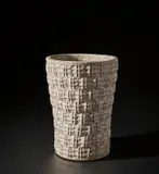 Planter by Lucie Rie, circa 1965, Stoneware mixed with managanese minerals beneath an off white glaze creating an integral speckle, the body with applied , sold Nov 2021