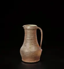 Medieval style pitcher by Bernard Leach, circa 1950, Stoneware, wood ash glaze, sold Nov 2021