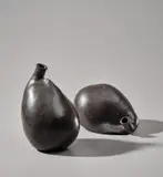 Donald Locke, Pair of 'Male and Female' vessels, circa 1976, Stoneware, black glaze