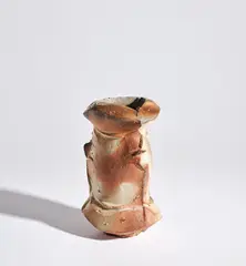 Ryuichi Kakurezaki, 'Bizen' style flower vase, circa 1990, Stoneware, roughly carved wood fired form with ash deposits