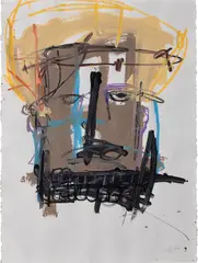 Jammie Holmes, Untitled, 2019, acrylic and oil pastel on paper