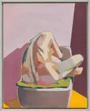 Hester Finch, Portrait of a Lady: Headless Nude (Seated, Pink/Purple/Yellow), 2015, oil on linen on panel, in artist's frame
