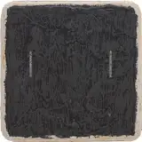 Otis Jones, Black with 2 Chiseled Lines, 2017, acrylic on linen on wooden construction