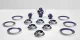 Cindy Sherman, Madame de Pompadour breakfast set, 1990, screenprinted, glazed porcelain, in 23 parts