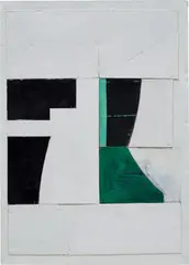 Florian Schmidt, Untitled (Reservoir) 04, 2011, acrylic gel, lacquer, vinyl, cardboard, staples and wood