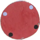 Otis Jones, Red Oxide with 4 Circles, 2 Blue, 2017, acrylic on shaped canvas mounted on wooden construction