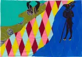 Yinka Shonibare Cbe Ra, Creatures of the Mappa Mundi – Alerion and Satyrs, 2018, patchwork, applique, embroidery and Dutch wax on printed cotton textile