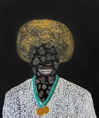 This is For Where I am From by Wonder Buhle Mbambo, 2021, acrylic and metallic paint on unstretched canvas, offered Mar 2021