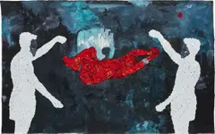Wonder Buhle Mbambo, To Find Me, 2019, acrylic and felt collage on unstretched canvas
